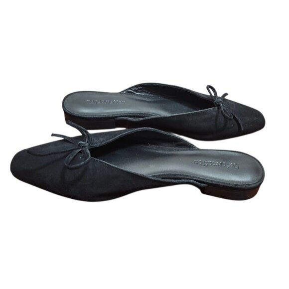 Reformation Black Suede Bow Loafers Women’s Size 5.5 Square Toe Slip-On - Picture 6 of 11